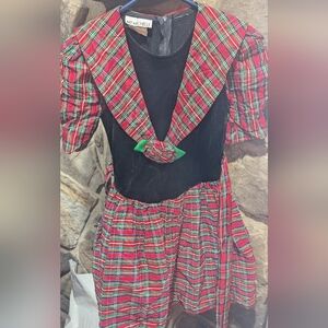 My Michelle Red and Green Plaid Kids Formal Dress